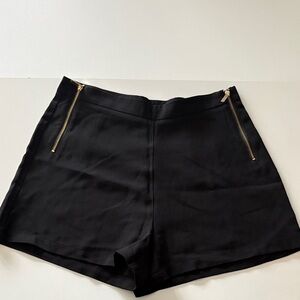 Elegant Black High Waist Women's Shorts with Gold Accents